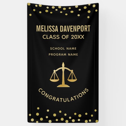 Golden Scales of Justice Theme Abschluss Banner (Vertikal)