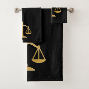 Golden Scales of Justice Theme Design Badhandtuch Set