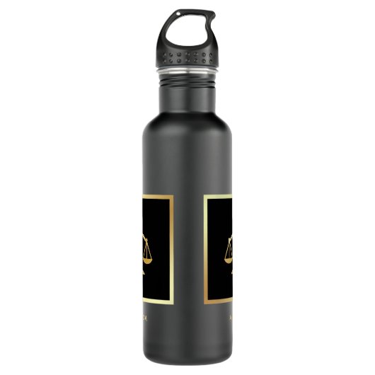 Golden Scales of Justice Theme Design Edelstahlflasche (Vorderseite)