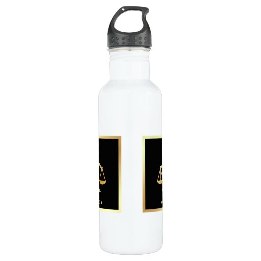 Golden Scales of Justice Theme Design Edelstahlflasche (Vorderseite)