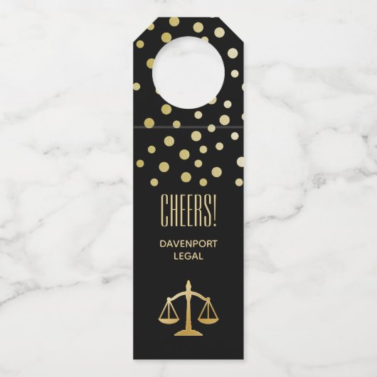 Golden Scales of Justice Theme Design Flaschenanhänger (Vorderseite)