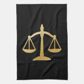 Golden Scales of Justice Theme Design Geschirrtuch (Vertikal)