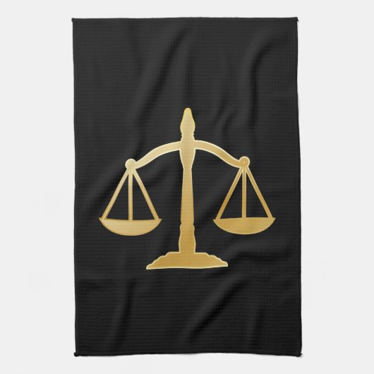 Golden Scales of Justice Theme Design Geschirrtuch (Vertikal)
