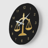 Golden Scales of Justice Theme Design Große Wanduhr (Winkel)