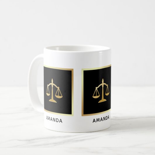 Golden Scales of Justice Theme Design Kaffeetasse (Vorderseite Links)