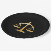 Golden Scales of Justice Theme Design Pappteller (Schrägansicht)