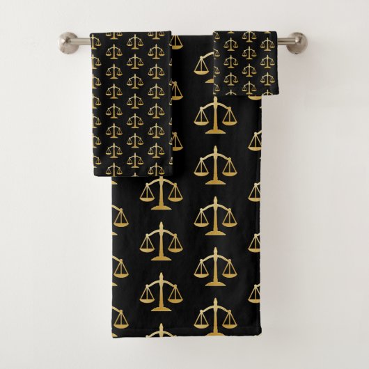 Golden Scales of Justice Theme Design Pattern Badhandtuch Set (Insitu)