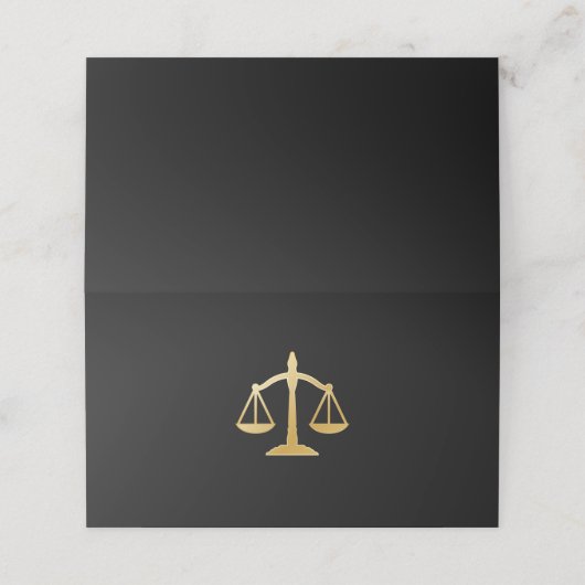 Golden Scales of Justice Theme Design Platzkarte (Außenseite Aufgefaltet)
