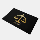 Golden Scales of Justice Theme Design Willkommen Fußmatte (Schrägansicht)