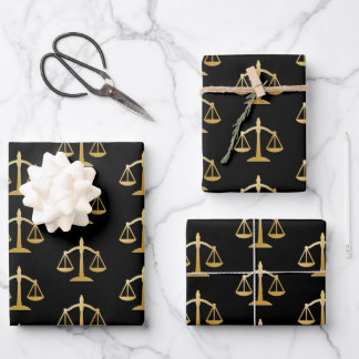 Golden Scales of Justice Theme Pattern Geschenkpapier Set