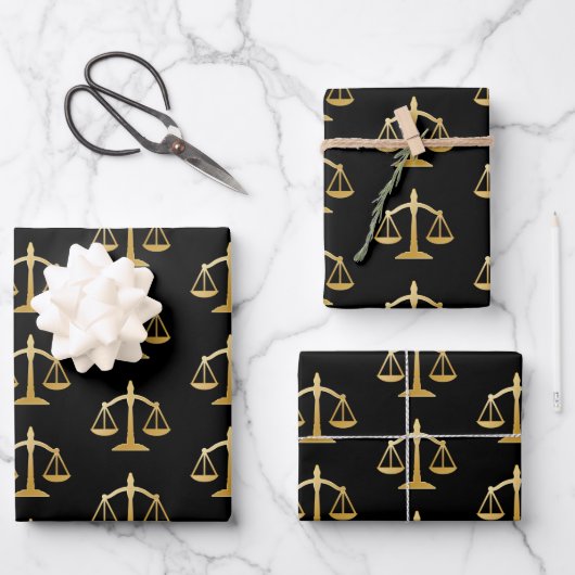 Golden Scales of Justice Theme Pattern Geschenkpapier Set (Vorderseite)