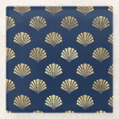 Golden Scallop auf Blue Glasuntersetzer (Vorderseite)