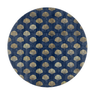Golden Scallop auf Blue Schneidebrett
