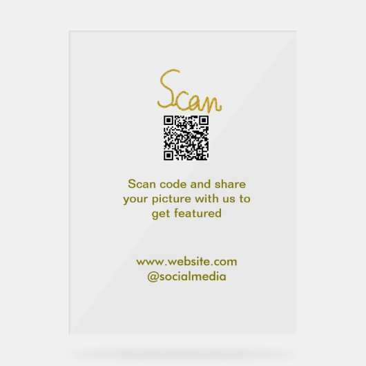 Golden Scan QR Glitzer einfach elegant Acrylschild (Vorderseite)
