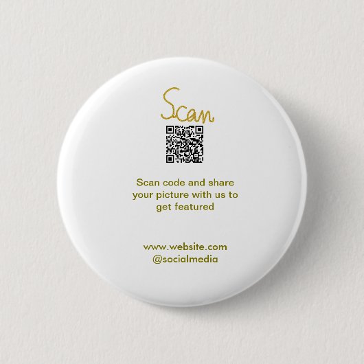 Golden Scan QR Glitzer einfach elegant Button (Vorderseite)