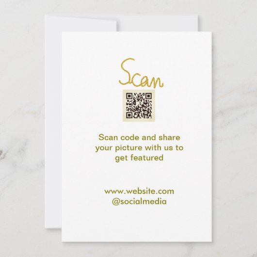 Golden Scan QR Glitzer einfach elegant Einladung (Vorderseite)