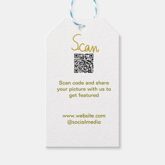 Golden Scan QR Glitzer einfach elegant Geschenkanhänger (Vorderseite)