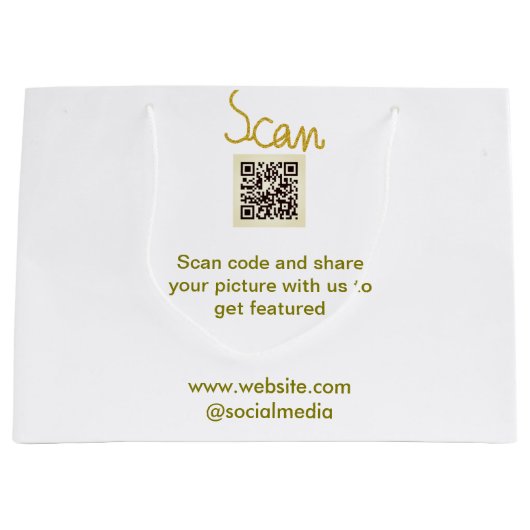 Golden Scan QR Glitzer einfach elegant Große Geschenktüte (Vorderseite)