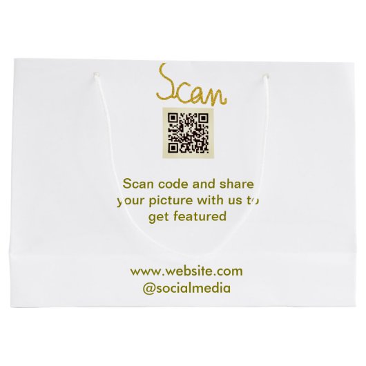 Golden Scan QR Glitzer einfach elegant Große Geschenktüte (Rückseite)