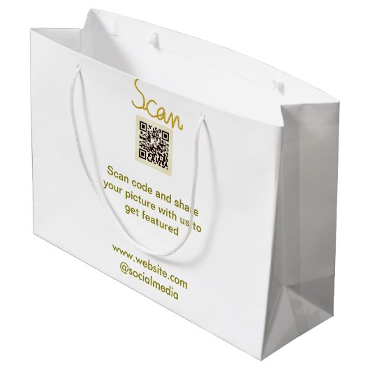 Golden Scan QR Glitzer einfach elegant Große Geschenktüte (Rückseite Schrägansicht)
