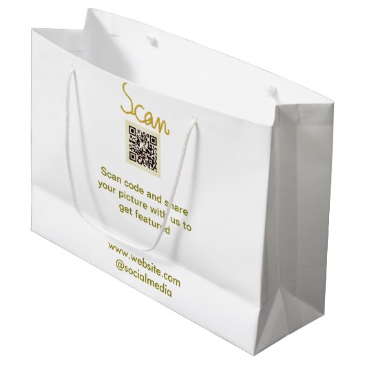 Golden Scan QR Glitzer einfach elegant Große Geschenktüte (Vorderseite Schrägansicht)