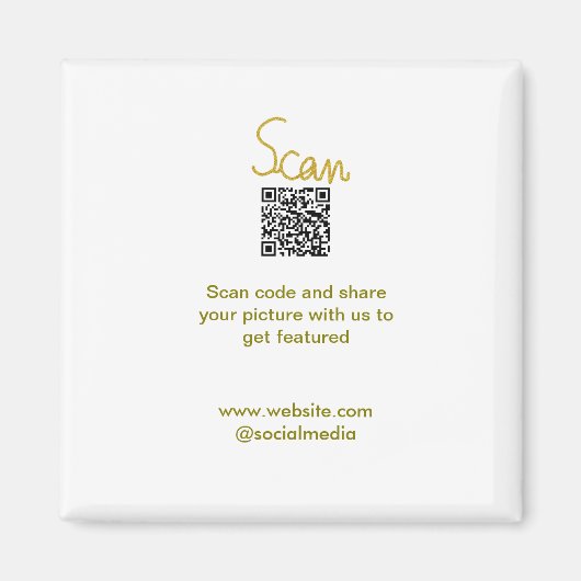 Golden Scan QR Glitzer einfach elegant Magnet (Vorne)