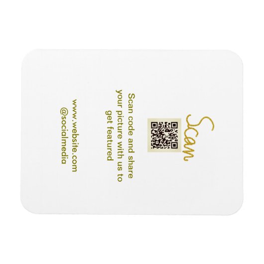 Golden Scan QR Glitzer einfach elegant Magnet (Horizontal)