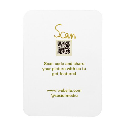 Golden Scan QR Glitzer einfach elegant Magnet (Vertikal)