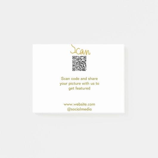 Golden Scan QR Glitzer einfach elegant Post-it Klebezettel (Vorderseite)