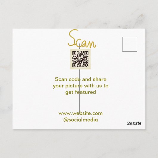 Golden Scan QR Glitzer einfach elegant Postkarte (Rückseite)