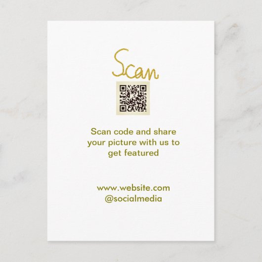 Golden Scan QR Glitzer einfach elegant Postkarte (Vorderseite)