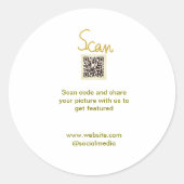 Golden Scan QR Glitzer einfach elegant Runder Aufkleber (Vorderseite)