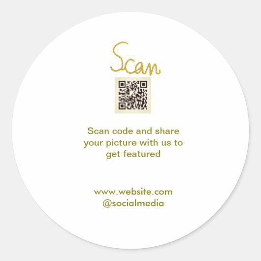Golden Scan QR Glitzer einfach elegant Runder Aufkleber (Vorderseite)