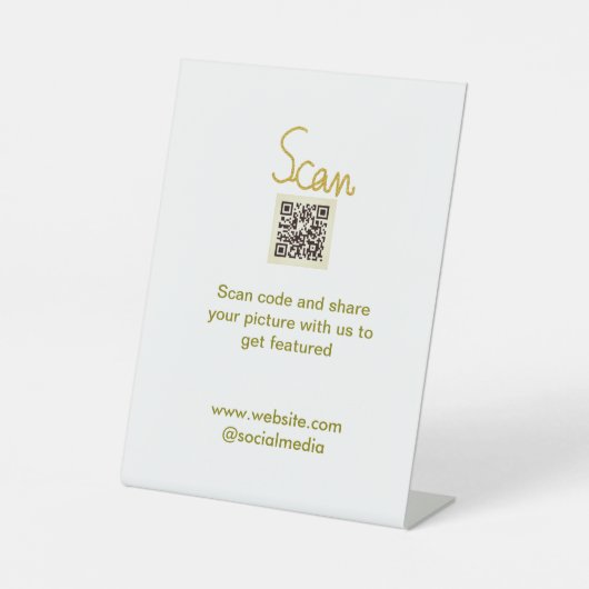 Golden Scan QR Glitzer einfach elegant Sockelschild (Vorderseite)