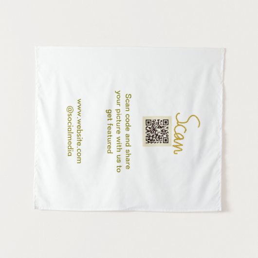 Golden Scan QR Glitzer einfach elegant Wandteppich (Vorderseite (Horizontal))
