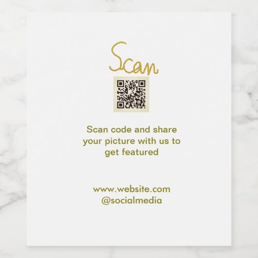 Golden Scan QR Glitzer einfach elegant Weinetikett (Einzelnes Label)