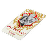 Golden Schnörkels Foto Speichern Sie die Datumsmag Magnet (Linke Seite)