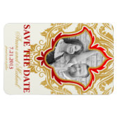 Golden Schnörkels Foto Speichern Sie die Datumsmag Magnet (Horizontal)