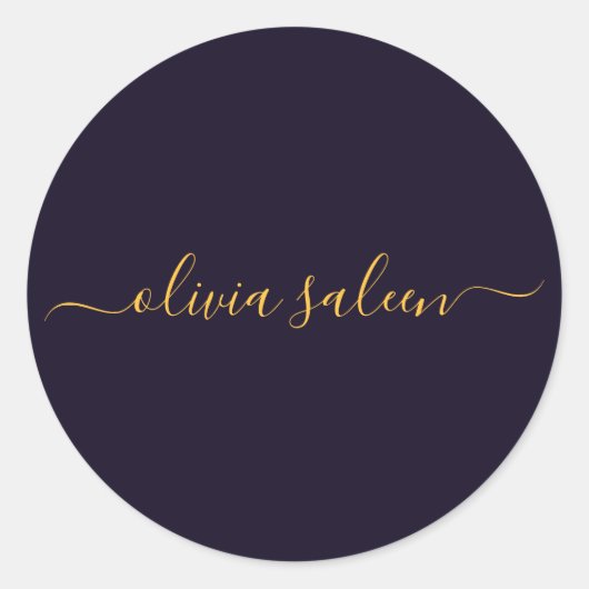 Golden Schwarz personalisiert Runder Aufkleber (Vorderseite)