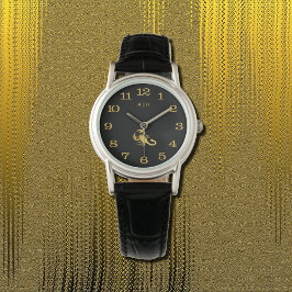 Golden - Scorpio Zodiac - mit Monogramm schwarz Armbanduhr