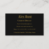 Golden - Scorpio Zodiac - mit Monogramm schwarz Visitenkarte (Rückseite)