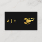 Golden - Scorpio Zodiac - mit Monogramm schwarz Visitenkarte (Vorderseite)
