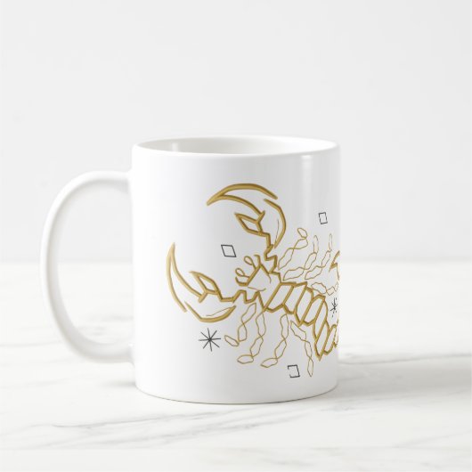 Golden Scorpio Zodiac Mug- Brew Bold, Sting Strong Kaffeetasse (Links)