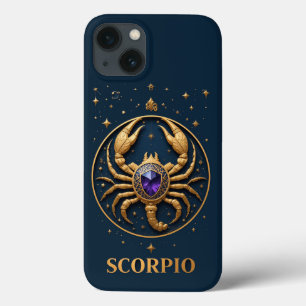 Golden Scorpio Zodiac Zeichen mit Juwel und Stars Case-Mate iPhone Hülle