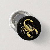 Golden Scorpion Zodiac Design mit Ornamenten Button (Vorne & Hinten)