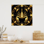 Golden Scorpion Zodiac Design Poster (Küche)
