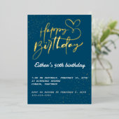 Golden Script Birthday Party Einladung (Stehend vorne)