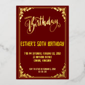 Golden Script Birthday Party Einladung (Vorderseite)