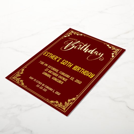 Golden Script Birthday Party Einladung (Gedreht)