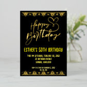 Golden Script Birthday Party Einladung (Stehend vorne)